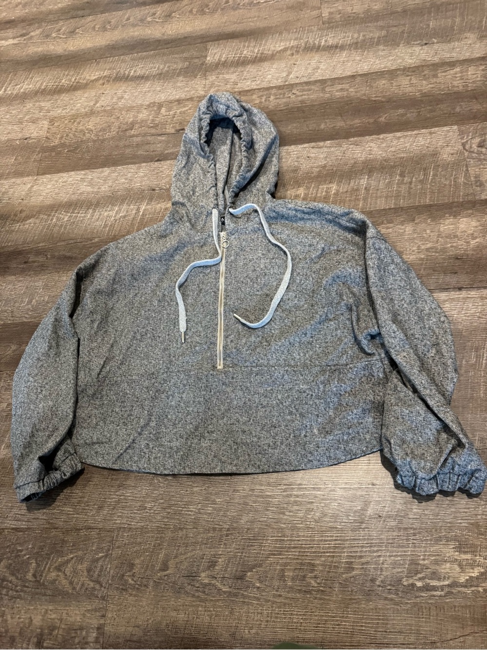 Zara Heathered Grey Half-Zip Hoodie